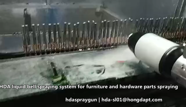 HDA liquid bell gun for furniture and hardware parts spraying