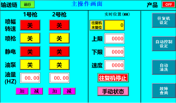 electrostatic spray gun PLC control operation screen 